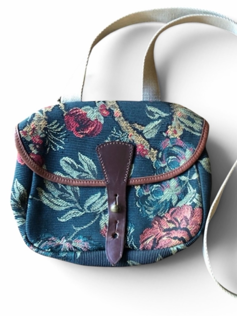 J&M Davidson Vintage Tapestry Green Floral Bag